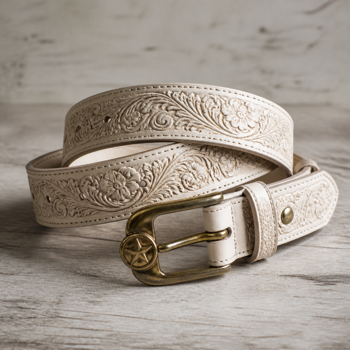 The Tooled Belt — White