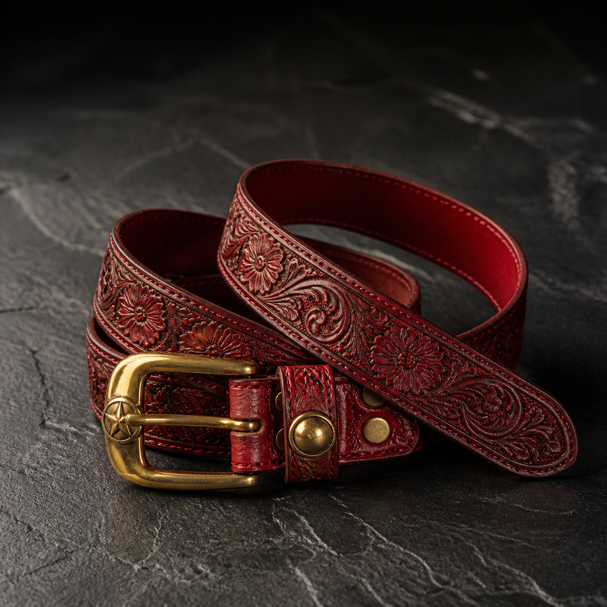 The Tooled Belt — Red
